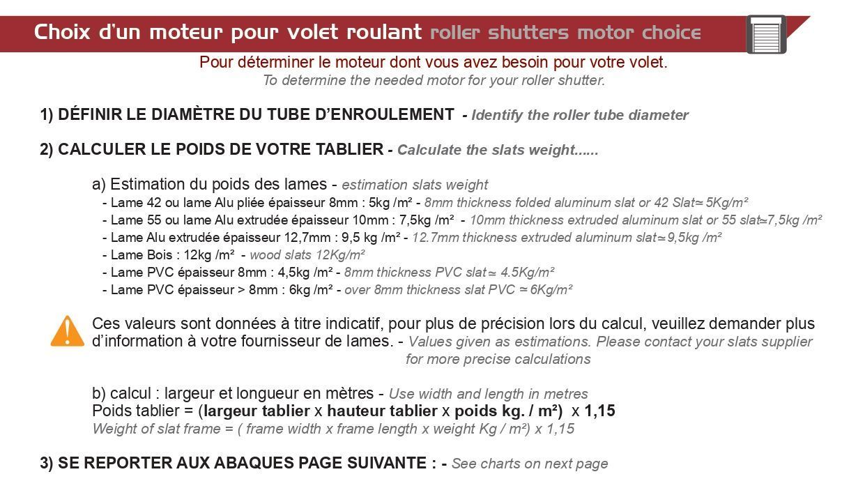 Choix du moteur d'un volet roulant